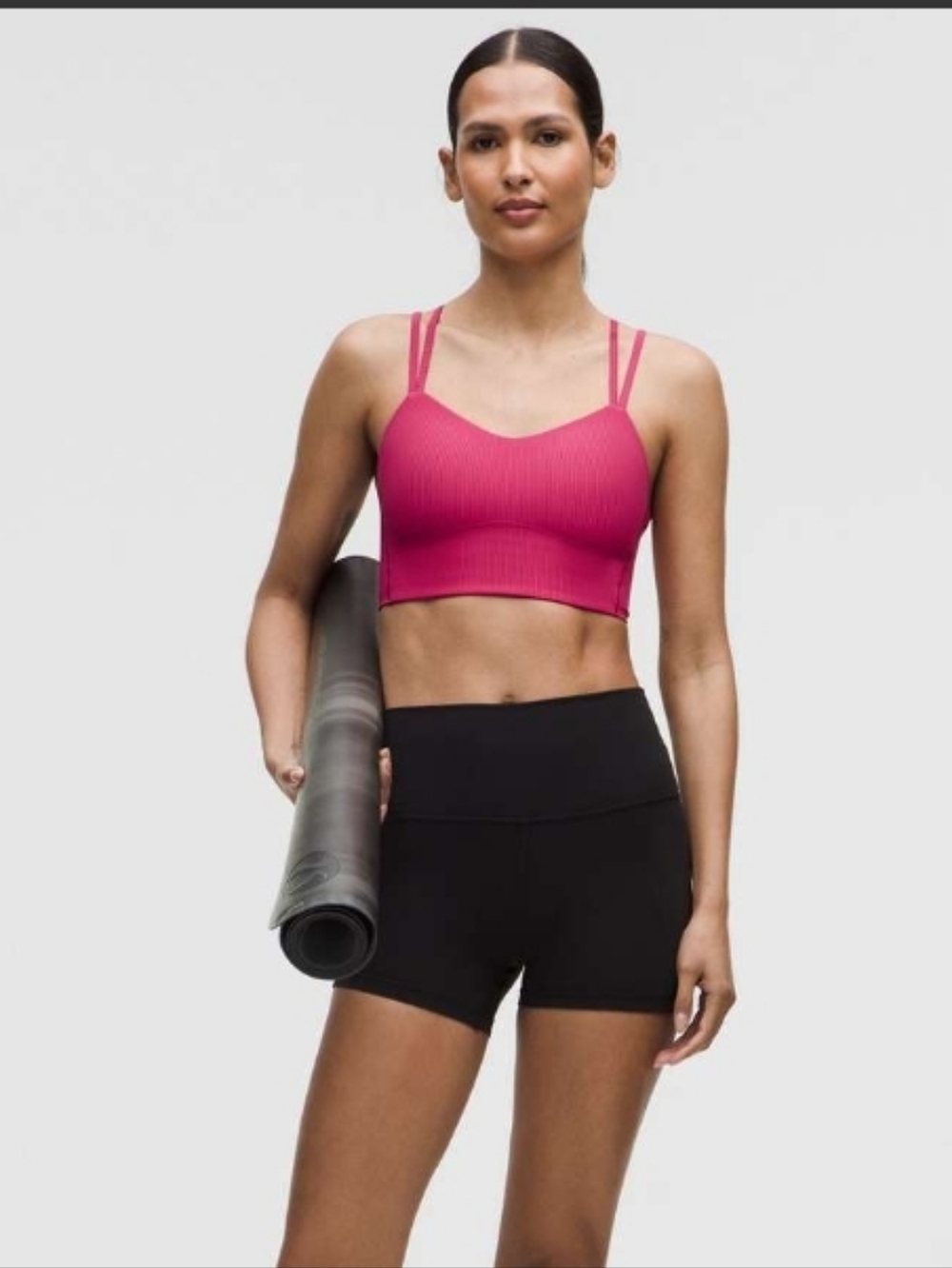 Lululemon Like a Cloud Ribbed Longline Bra Sz 14 B/C Raspberry Coulis